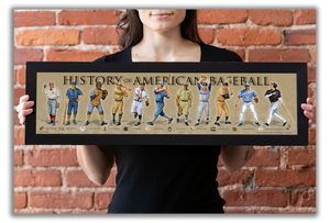 History of American Baseball - Framed 1", printed with a matte finish, 6" x 24"