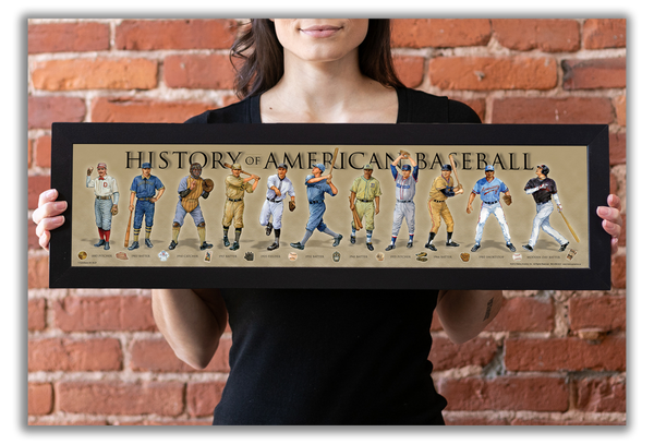 Baseball - Framed 1”, printed with a matte finish, 6" x 24”