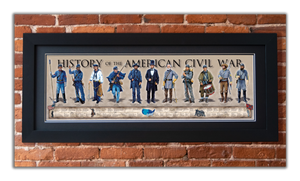 History of the American Civil War - Framed 2” Black Double Matted, Flat Molding 11 ¾" x 36"