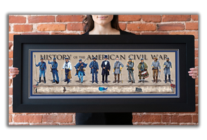 History of the American Civil War - Framed 2” Black Double Matted, Flat Molding 11 ¾" x 36"
