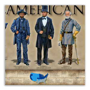 History of the American Civil War - Framed 2” Black Double Matted, Grooved Molding 11 ¾" x 36"