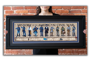 History of the American Civil War - Framed 2” Black Double Matted, Grooved Molding 11 ¾" x 36"