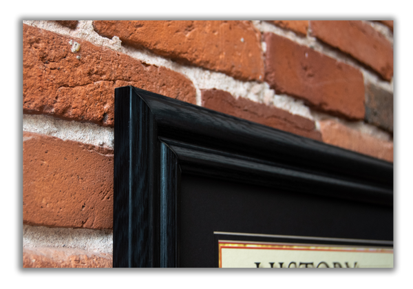 History of American Baseball - Framed 2” Black Double Matted, Grooved Molding 11 ¾" x 36"