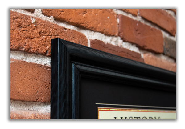 History of American Football - Framed 2” Black Double Matted, Grooved Molding 11 ¾" x 36"