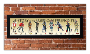 History of the American Firefighter - Framed 1", printed with a matte finish, 6" x 24"