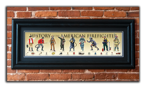 History of the American Firefighter - Framed 2" Black Double Matted, Grooved Molding 6" x 24"