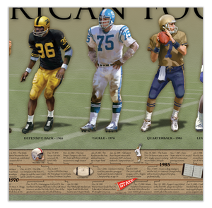 History of American Football - Framed 2” Black Double Matted, Flat Molding 11 ¾" x 36"