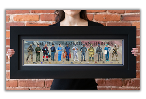 A Salute to our American Heroes - Framed 2" Black Double Matted, Flat Molding 6" x 24"