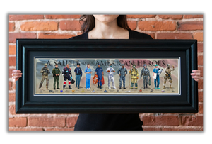 A Salute to our American Heroes - Framed 2" Black Double Matted, Grooved Molding 6" x 24"