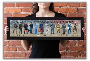 A Salute to our American Heroes - Framed 1", printed with a matte finish, 6" x 24"