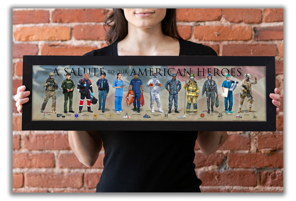Heroes - Framed 1”,  printed with a matte finish, 6" x 24”