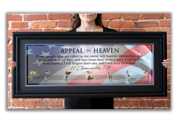 Appeal to Heaven - Framed 2” Black Double Matted, Grooved Molding 11 ¾" x 36”