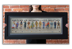 History of Women in the U.S. Military - Framed 2” Black Double Matted, Flat Molding 11 ¾" x 36"