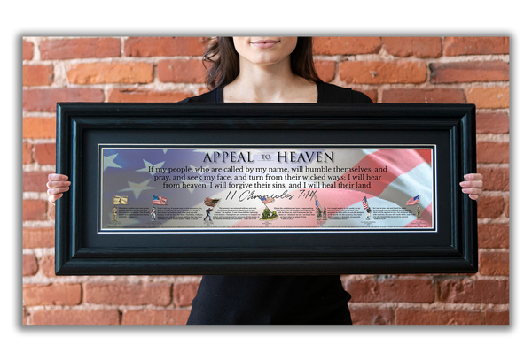 Appeal to Heaven - Framed 2” Black Double Matted, Grooved Molding 6"x24”