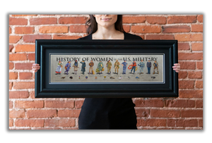 History of Women in the U.S. Military - Framed 2" Black Double Matted, Grooved Molding 6" x 24"