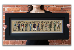 History of the United States Marine - Framed 2" Black Double Matted, Flat Molding 6" x 24"