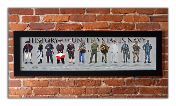 History of the United States Navy - Framed 1", printed with a matte finish, 6" x 24"