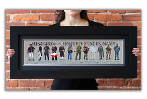 History of the United States Navy - Framed 2" Black Double Matted, Flat Molding 6" x 24"