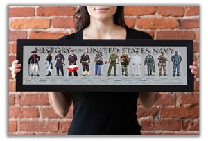 History of the United States Navy - Framed 1", printed with a matte finish, 6" x 24"