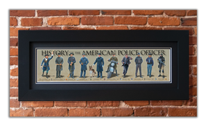History of the American Police Officer - Framed 2" Black Double Matted, Flat Molding 6" x 24"
