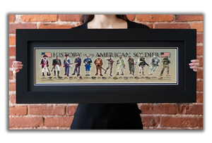 History of the American Soldier - Framed 2" Black Double Matted, Flat Molding 6" x 24"
