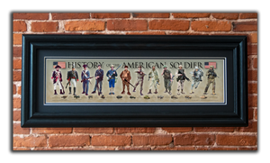 History of the American Soldier - Framed 2" Black Double Matted, Grooved Molding 6" x 24"