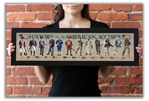 History of the American Soldier - Framed 1", printed with a matte finish, 6" x 24"