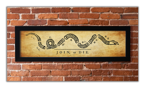 Join or Die - Framed 1”, printed with a matte finish, 6" x 24”