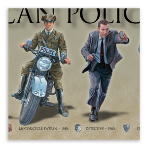 History of the American Police Officer - Framed 1", printed with a matte finish, 6" x 24"