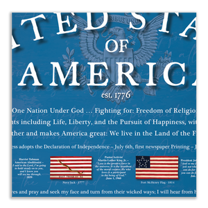 USA 1776 - Framed 2" Black Double Matted, Flat Molding 6" x 24"