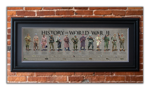 History of World War II - Framed 2” Black Double Matted, Grooved Molding 11 ¾" x 36"