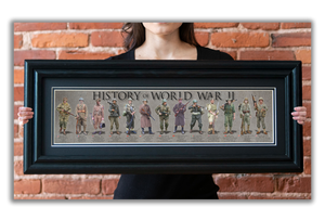 History of World War II - Framed 2" Black Double Matted, Grooved Molding 6" x 24"