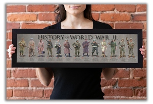 History of World War II - Framed 1", printed with a matte finish, 6" x 24"